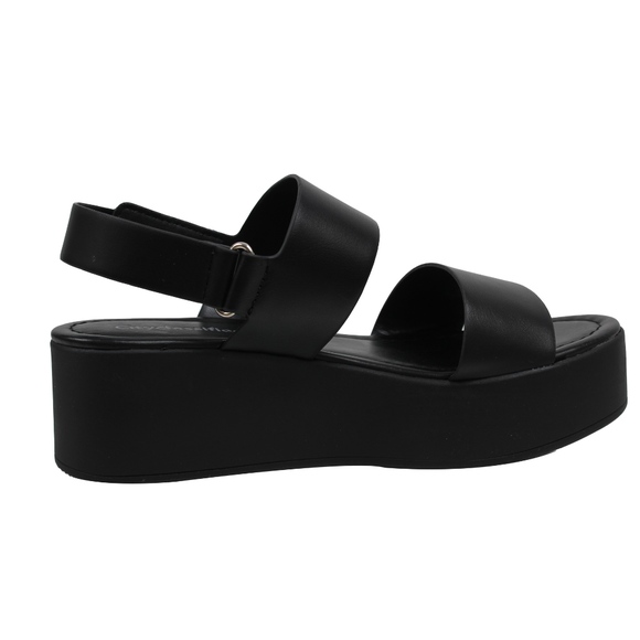 Size 10 Black Faux Leather Wrap Flatform Wedge - Picture 3 of 6